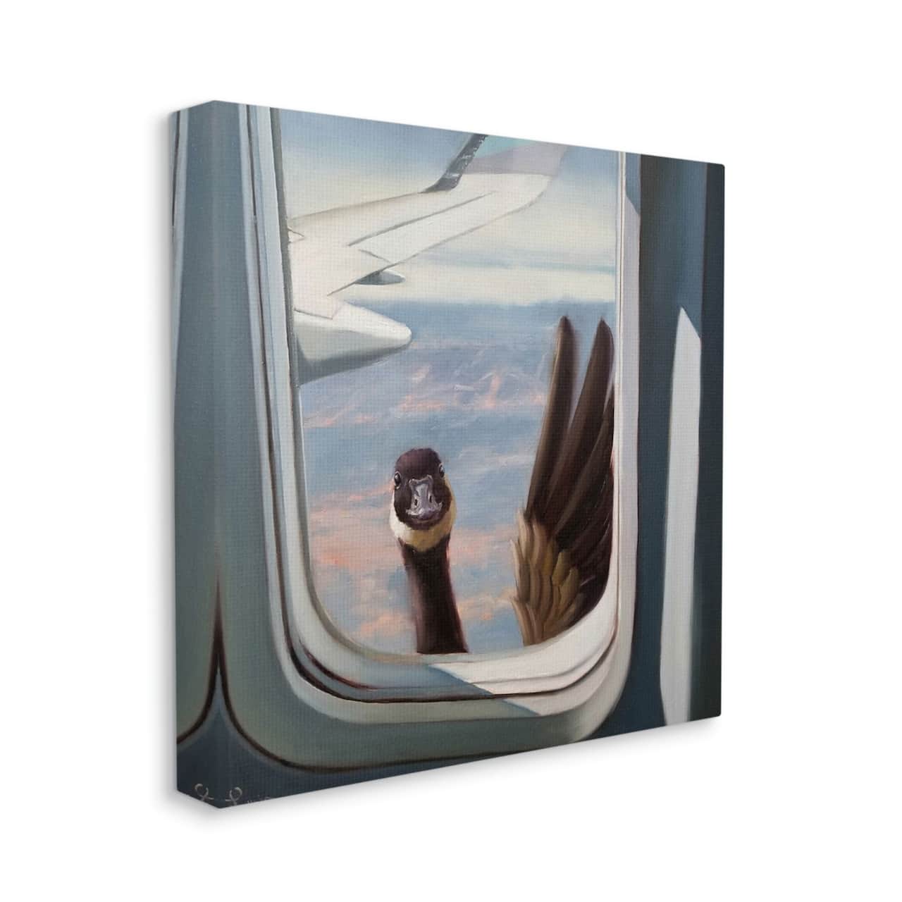 Stupell Industries Hello from a Goose Airplane Window Scene Painting Canvas Wall Art